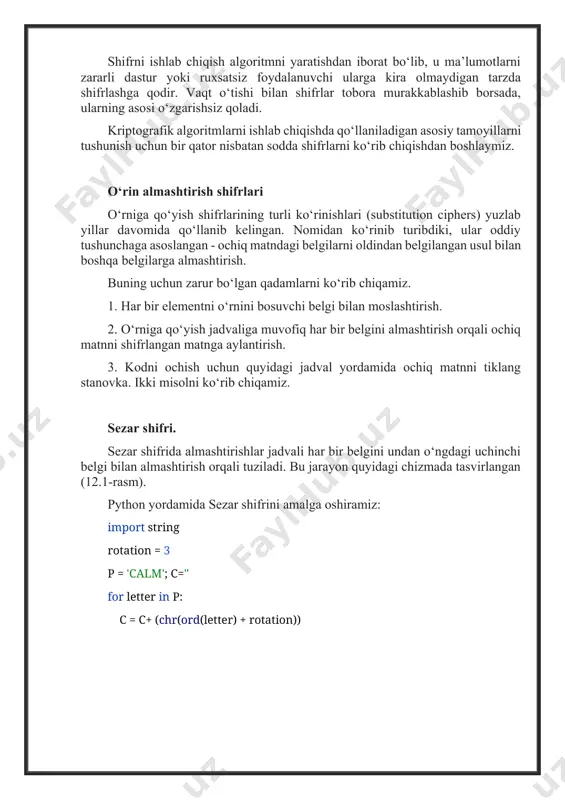 l uchun, agar xodimning o‘z menejeri ustidan shikoyat qilgan elektron xatlari ommaga e’lon qilinsa, bu kompaniyani noqulay ahvolga solib qo‘yishi mumkin, ammo halokatli oqibatlarga olib kelmaydi. sezuvchan yoki maxfiy ma’lumotlar. ommaviy foydalanish uchun mo‘ljallanmagan ma’lumotlar va ularning oshkor etilishi alohida shaxs yoki tashkilot uchun zararli oqibatlarga olib keladi. masalan, iphonening kelajagi haqidagi tafsilotlarning tarqalishi apple biznesiga zarar yetkazishi va samsung kabi raqobatchilarga ustunlik berishi mumkin. o‘ta sezgir yoki o‘ta maxfiy ma’lumotlar. bu oshkor etilganda tashkilotga katta zarar yetkazadigan ma’lumotlardir. u mijozlarning ijtimoiy sug‘urta raqamlari, kredit karta raqamlari yoki boshqa o‘ta nozik ma’lumotlarni o‘z ichiga olishi mumkin. o‘ta maxfiy ma’lumotlar bir nechta xavfsizlik darajalari bilan himoyalangan va maxsus kirish ruxsatini talab qiladi. odatda, murakkabroq xavfsizlik tizimlari oddiy algoritmlarga qaraganda ancha sekin ishlaydi. tizimning xavfsizligi va unumdorligi o‘rtasida to‘g‘ri muvozanatni topish muhim. shifrlarning bazaviy qurilmasi shifrni ishlab chiqish algoritmni yaratishdan iborat bo‘lib, u ma’lumotlarni zararli dastur yoki ruxsatsiz foydalanuvchi ularga kira olmaydigan …
