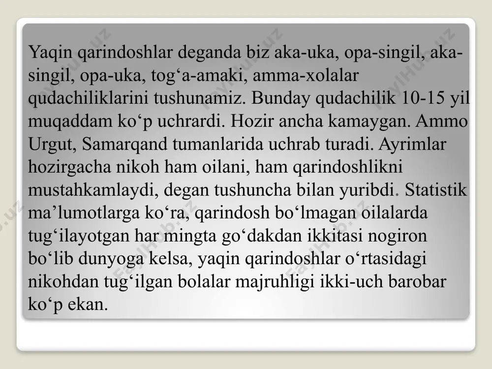 qarindoshlar o`rtasidagi nikohning salbiy oqibatlari - Page 5