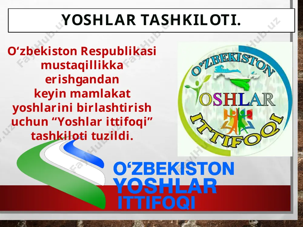 yorqin ifodasidir. “nihol” mukofoti 2005-yilda o‘zbekiston respublikasi prezidentining “o‘zbekiston respublikasi qurolli kuchlari safida muddatli harbiy xizmatni o‘tayotgan harbiy xizmatchilarga beriladigan imtiyozlar tizimini yanada takomillashtirish chora-tadbirlari to‘g‘risida”gi qarori e’lon qilindi. yoshlarga e’tiborning kuchayishi. 2016-yilda “yoshlarga oid davlat siyosati to‘g‘risida”gi o‘zbekiston respublikasi qonuni qabul qilindi. prezidentimizning 2017-yil iyuldagi “yoshlarga oid davlat siyosati samaradorligini oshirish va o‘zbekiston yoshlar ittifoqi faoliyatini qo‘llab-quvvatlash to‘g‘risida”gi farmoniga muvofiq mamlakatimizdagi barcha harbiy akademik litseylarga “temurbeklar maktabi” nomi berildi. temurbeklar maktabi istiqlol yillarida yoshlarning har tomonlama yetuk, barkamol voyaga yetishi uchun mustahkam qonunchilik bazasi yaratildi. xususan, 23 ta qonun va 100 dan ortiq me’yoriy-huquqiy hujjatlar qabul qilinib, hayotga izchil tatbiq etilmoqda. savol va topshiriqlar: 1. o‘zbekistonda yoshlar umumiy aholining qanchasini tashkil qiladi? biz kimlarni yoshlar deb ataymiz? 2. lex.uz saytidan 2016-yildagi “yoshlarga oid davlat siyosati to‘g‘risida”gi qonunni topib mazmun-mohiyatini aytib bering. 3. o‘zbekistonning yoshlarga doir davlat siyosati asosiy tamoyillarini izohlang. 4. bugungi kunda yoshlarga berilayotgan imtiyozlar haqida nimalarni bilasiz? …