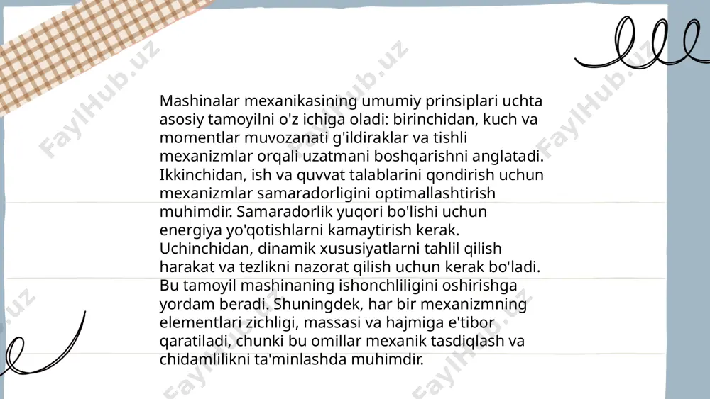 t avtomatlashtirish va nazorat tizimlari sanoatda ishlab chiqarish jarayonlarini optimallashtirish va mehnat samaradorligini oshirish uchun mo‘ljallangan. ushbu tizimlar asosan dasturlanadigan logik kontrollerlar (plc), sensorlar, pozitsionerlar va aktuatorlardan foydalanadi. plc dasturlash tili ladder diagram (ld), structured text (st) kabi turlarda bo‘lishi mumkin. avtomatlashtirish natijasida jarayonning aniqligi 95% dan ortiq, mehnat xarajatlari esa 30% gacha kamayishi mumkin. 2020-yilda global avtomatlashtirish bozori hajmi 165 milliard aqsh dollariga yetdi va yillik o‘sish sur'ati taxminan 9% ni tashkil qildi. nazorat tizimlari esa real vaqt rejimida ma'lumotlarni qayta ishlash imkoniyatlari bilan ajralib turadi. ... t.me/slaydai_bot 12. davriy texnik xizmat ko'rsatish avtomobillar, sanoat uskunalari yoki boshqa mexanik tizimlar uchun muntazam ravishda bajariladigan profilaktik xizmatlardir. bu xizmatlar kuchlanish, moy o'zgarishi, filtrlarni tozalash yoki almashtirish, tormozlarni tekshirish kabi ishlov berishlarni o'z ichiga olishi mumkin. davriy xizmat muddati avtomobilmodellarga qarab farqlanadi; ko'pincha har 5,000 dan 15,000 kilometrgacha tavsiya etiladi. zamonaviy avtomobillar uchun ko'pincha qisqa muddatli, yillik va yirik xizmat ko'rsatish …