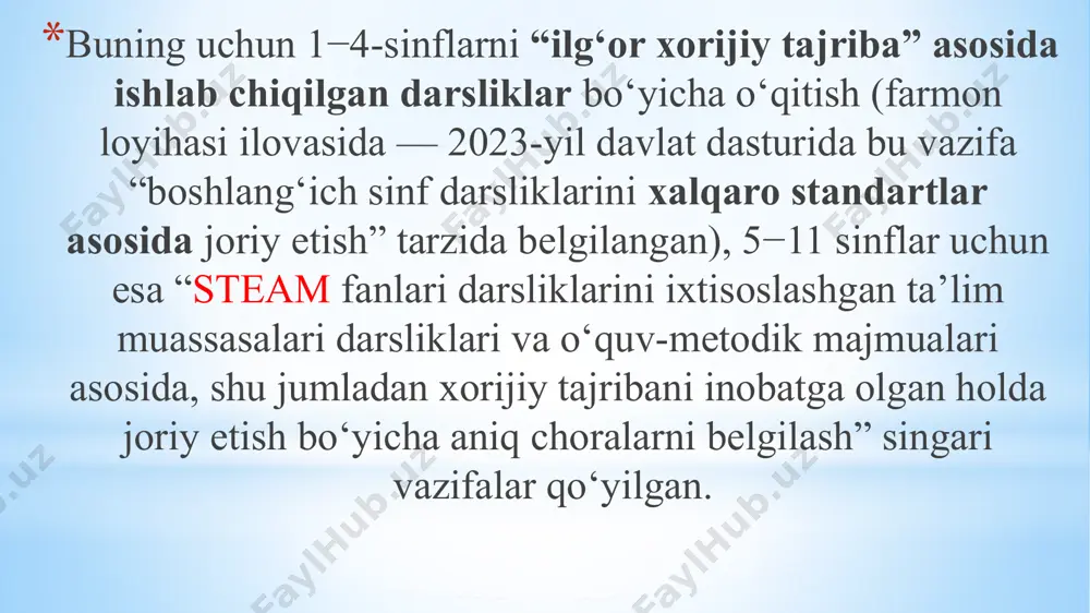 i. taʼlimni rivojlantirish respublika ilmiy-metodik markazi direktori vohid hamidov yangi darsliklarni yaratishda bolalar psixologiyasi ham hisobga olinganini ham taʼkidlab o‘tdi. — darsliklarni ishlab chiqishda bolalar ruhiy holati ham hisobga olinadi. ularda ijodkorlar va fikrlash qobiliyatini oshirish uchun rasmlar va illyustratsiyalardan keng foydalanilgan. ilmiy tadqiqotlar shuni ko‘rsatadiki, bola matnlarga nisbatan, tasvirlar orqali maʼlumotni tezroq qabul qiladi. shu bois yangi darsliklarni yaratishda matnlar bilan birga, rangtasvirlarga ham alohida eʼtibor qaratilgan. yangi darsliklarda oltita grafik qahramonlar bor. ular dars jarayonida o‘quvchilar bilan g‘oyibona suhbatlashadi, — deydi vohid hamidov. — aslida matematikada faqat misol va masalalar emas, balki to‘g‘ri qaror qabul qilish ham muhim ahamiyatga ega. buning uchun o‘quvchi mantiqiy va tanqidiy fikrlashi kerak. kitobda shunday o‘yinlar borki, ular o‘quvchini jamoaviy bo‘lib ishlashga o‘rgatadi. jamoada o‘z fikrini ifodalay olishi esa bolada liderlik qobiliyatini oshiradi. avvalgi darsliklarda pul bilan bog‘liq mavzular yo‘q edi. 3-sinfning matematika darsligiga esa ana shunday mavzu ham kiritilgan. undagi masalalar hayotiy …