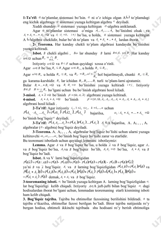 , , , , , { 3 2 3 1 2 1 3 2 1 a a a a a a a a a + + + w æ = b n k r i i k k k ,..., 1 , 1 , = £ £ ( ) ( ) ( ) ( ) n i n i i i n i i n a p a p a p a a a p ... 2 1 ... 2 1 2 1 2 1 × = × w = + + + 2 2 1 .... : r k k k k a a a a 43 ( ) ( ) ( ) ( ) î = i n n a a p a p a p a a a p , .... ... 2 1 2 1 1 s 1 n a a a ,..., , 2 1 …