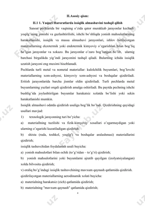 va ishlovchilar uchun hamda texnologik jarayonlarning borishi uchun qulay sharoit yaratadi. havoning harakatlanish usuliga ko'ra tabiiy va mexanik shamollatishlar bo'ladi. 1.2. tabiiy shamollatish tabiiy shamollatish ikki narsaning hisobiga bo'ladi: 1) tashqi va ichki xonalarning harorati farqiga (gravitatsion); 2)shamol bosimi hisobiga bo'ladi. issiqlik bosimi (gravitatsion) — isigan va gravitatsion — sovuq hamda isigan havoning solishtirma og'irliklaridagi farq natijasida yuzaga keluvchi bosim. tashqi va ichki havoning solishtirma issiqlik og'irlik farqi hisobiga paydo bo'ladi (1.1-rasm). 1.1- rasm. issiqlik bosimi sxemasi. agar , unda ( — shamollatiladigan havoni solishtirma og'irligi; yt - tashqi havoni solishtirma og'irligi). issiqlik bosim quyidagi formula orqali ifodalanadi: shamol bosimi. shamol binoning shamolga ro'para tomonidan ta'sir qilganda havoning yuqori bosimi, shamolga teskari tomonidan ta'sir qilganida esa havoning past bosim yuzaga keladi. 1.2-rasmda shamol bosimining bino atrofida taqsimlanishi keltirilgan. ortiqcha bosim "+" ishorasi bilan, past bosim esa "-" ishorasi bilan, shamolning yo'nalishi strelka bilan, shamolning tezligi bilan ko'rsatilgan. ortiqcha bosim yoki …