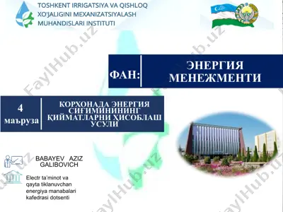 energiya simimi qiyimatlarni hisoblash usuli — PPTX