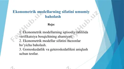 ekonometrik modellarning sifatini umumiy baholash — PPTX