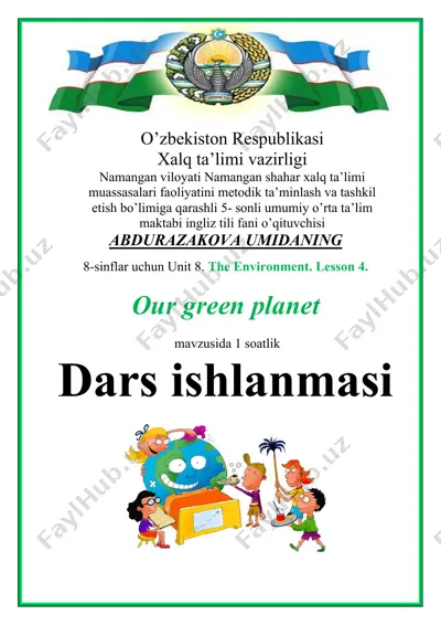dars ishlanmasi "our green planet" — DOCX