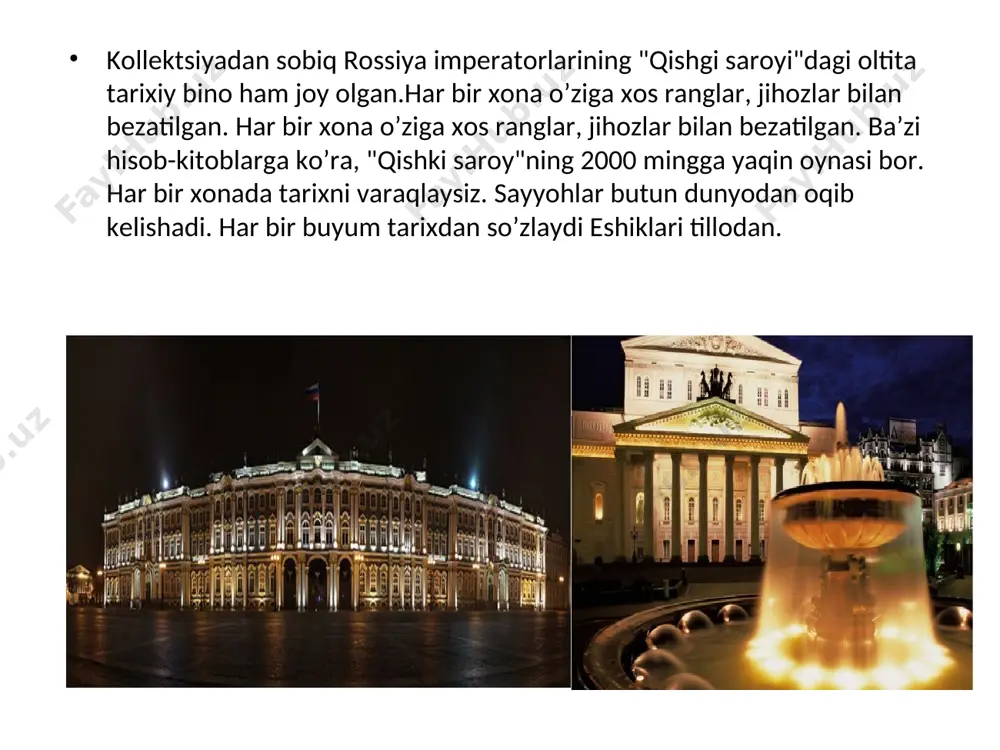 evning kolleksiya namoyishida velosipedlarning evolyutsiyasi namoyish etilgan. siz bu yerda temir otning tarixi bilan tanishishingiz, rossiyada velosiped ishining rivojlanishi haqida bilib olishingiz mumkin. muzeyda 300 ta eksponat bor. sizni ajoyib velosipedlar, tarixiy atributlar va qadimiy reklama afishalari kutadi. izmaylovskiy kremlidagi qurollar muzeyi ushbu muzeyda o’tgan asrning turli yillarida yevropa, aqsh, sssr hududlarida ishlab chiqarilgan haqiqiy o’t ochuvchi qurollarning 150 dan ortig’ini ko’rishingiz mumkin. muzey mehmonlari nafaqat qurollarning tarixi bilan tanishadilar, balki qo’llarida haqiqiy qurolni ushlab ko’rishlari mumkin. bu yerda afsonaviy mosinkani yoki degtyarev pulyemyotini ko’rishingiz mumkin. ko’plab rastalar, devorlar, oynalarda kichik mo’jizaviy hayotlar yashaydi, xuddi endigina uyqudan uyg’ongandagidek. ekspozitsiya egasi, buratino ertagidagi karabas-barabasga o’xshaydi. ushbu ko’rgazmada ko’plab robotlar va transformerlar jamlangan. eksponatlar orasida biz sevib tomosha qiladigan kino qahramonlarini ham ko’rishingiz mumkin: dart veyder, bamblbi, vall-i. muzeyda naq 14 ta tematik zallar mavjud. muzeyda master klaslar ham o’tkaziladi. ushbu ko’rgazma vaqtni foydali va maroqli o’tqazishga yordam beradi. xulosa hozirgi vaqtda …