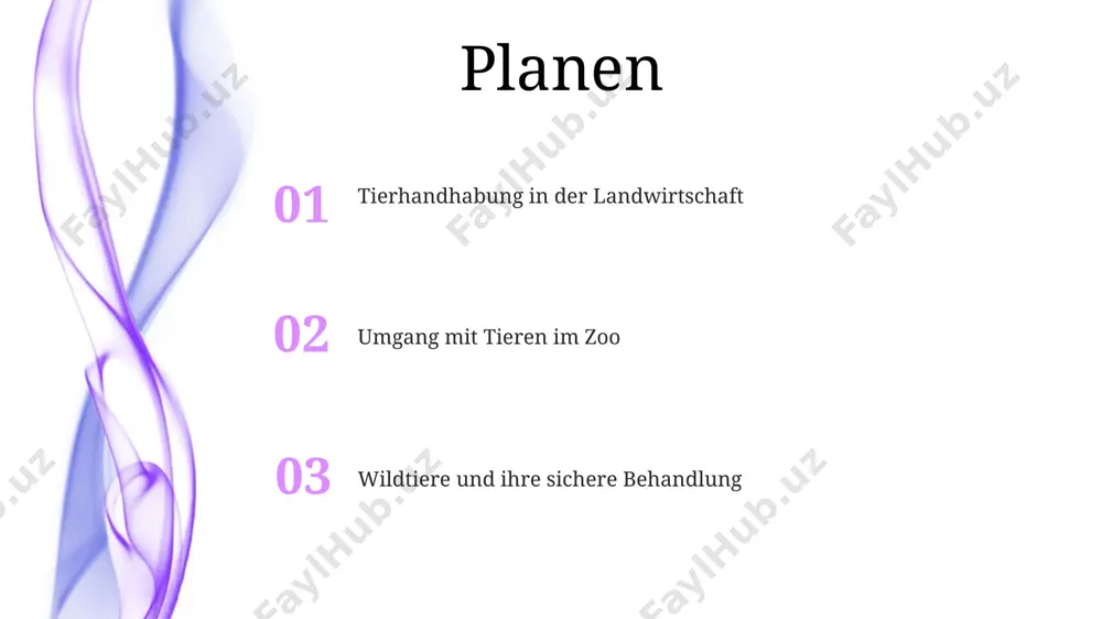 l besser vertragen. achten sie auf die körpersprache des hundes: gähnen, wegschauen, angespannte muskulatur oder eingeklemmter schwanz sind warnsignale, die auf einen drohenden angriff (bis zu 80% der fälle vorhersehbar) hindeuten können. umgang mit reptilien und amphibien viele reptilien und amphibien tragen bakterien wie salmonellen, daher ist nach dem kontakt gründliches händewaschen mit seife (mindestens 20 sekunden) unerlässlich. beim umgang mit größeren exemplaren, wie z.b. bestimmten schlangenarten (über 1,5 meter länge), sollte stets eine zweite person zur unterstützung anwesend sein, um die sicherheit zu gewährleisten. tierarten und ihre besonderheiten reptilien, wie schlangen und eidechsen, besitzen eine einzigartige schuppenhaut und benötigen spezifische temperaturgradienten (z.b. 25-35°c) in ihren terrarien für eine optimale verdauung und thermoregulation. primaten, wie affen und menschenaffen, weisen eine hohe soziale komplexität auf, mit komplexen sozialstrukturen und hierarchien in gruppen von bis zu 100 individuen, die durch mimik und körpersprache kommuniziert werden. vielen dank für ihre aufmerksamkeit @taqdimot_robot image4.jpg …