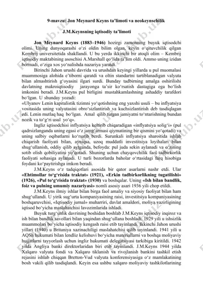 jon meynard keyns taʼlimoti va neokeynschilik — DOCX