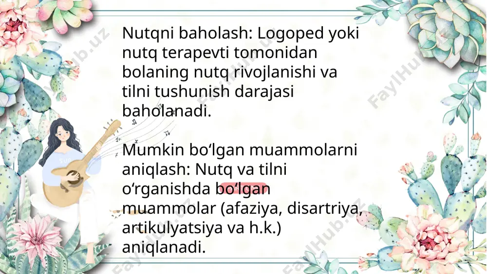 zlarini izolyatsiya qilishlari yoki ishonchsizlikni boshdan kechirishlari mumkin. psixologik yordam va emotsional qo‘llab-quvvatlashni ta'minlash. motivatsiya va rag‘batlantirish: nutqiy rivojlanish jarayonida bolaning o‘ziga bo‘lgan ishonchini oshirish uchun rag‘batlantirish va mukofotlash tizimini joriy etish. emotsional holatni kuzatish: nutqiy nuqsonli bolalar ko‘pincha o‘zlarini izolyatsiya qilishlari yoki ishonchsizlikni boshdan kechirishlari mumkin. psixologik yordam va emotsional qo‘llab-quvvatlashni ta'minlash. motivatsiya va rag‘batlantirish: nutqiy rivojlanish jarayonida bolaning o‘ziga bo‘lgan ishonchini oshirish uchun rag‘batlantirish va mukofotlash tizimini joriy etish. emotsional holatni kuzatish: nutqiy nuqsonli bolalar ko‘pincha o‘zlarini izolyatsiya qilishlari yoki ishonchsizlikni boshdan kechirishlari mumkin. psixologik yordam va emotsional qo‘llab-quvvatlashni ta'minlash. motivatsiya va rag‘batlantirish: nutqiy rivojlanish jarayonida bolaning o‘ziga bo‘lgan ishonchini oshirish uchun rag‘batlantirish va mukofotlash tizimini joriy etish. emotsional holatni kuzatish: nutqiy nuqsonli bolalar ko‘pincha o‘zlarini izolyatsiya qilishlari yoki ishonchsizlikni boshdan kechirishlari mumkin. psixologik yordam va emotsional qo‘llab-quvvatlashni ta'minlash. motivatsiya va rag‘batlantirish: nutqiy rivojlanish jarayonida bolaning o‘ziga bo‘lgan ishonchini oshirish uchun rag‘batlantirish va mukofotlash tizimini joriy etish. gruppaviy …