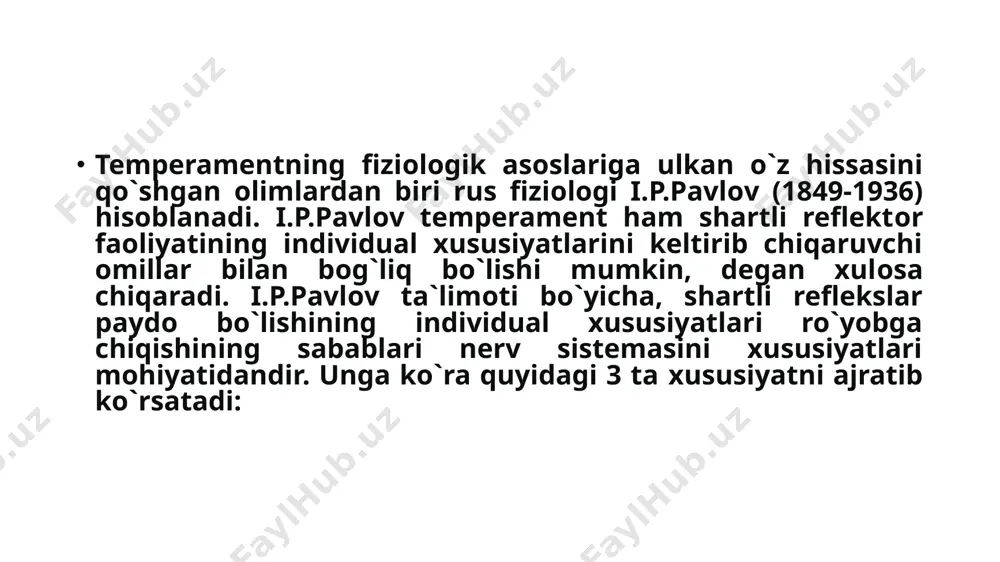 deganda shaxsda muhit va tarbiya ta`sirida tarkib topgan va uning irodaviy faoliyatida, atrofdagi olamga o`z-o`ziga bo`lgan munosabatlarida namoyon bo`ladigan individual xususiyatlarni tushunamiz. xarakterning juda ko`p xususiyatlari odamning ish harakatlarini belgilovchi chuqur va faol moyillik hisoblanadi. mana shu moyilliklarda xarakter xislatlarining undovchilik kuchi namoyon bo`ladi. odam xarakter xislatlarining ana shunday undovchilik kuchi tufayli ko`pincha ob`ektiv sharoitlarga zid ish qiladi va mutlaqo maqsadga nomuvofiq harakat usullarini qo`llaydi. xarakter xislatlari ma`lum tarzda harakat qismlariga, ba`zan esa sharoitga qarama-qarshi harakat qilishga undar ekan, ular hayotiy qiyin daqiqalarda yaxshiroq namoyon bo`ladilar va bu xarakterni, shuningdek barkamol avlodni tarbiyalashning mu?im vazifasidir. shaxsning qa`tiyatlilik, tanqidiylik, fahm- farosat, kuzatuvchanlik kabi xislatlari intellektual, quvnoqlik, mehribonlik hissiy-irodaviy sifatlarga kiradi. odatda shaxsning munosabatlari xarakter xislatlarining individual xususiyatlarini ikki xilini aniqlash imkoniyatiga ega: xarakterning psixologik va fiziologik sabablari haqida faqat tahminiy fikrlar, xulosalar mavjud. kishi temperamenti uning xarakteri tarkibiga kiradi, shu sababli ham xarakterning fiziologik asosi asab tizimining tipidan iborat. xarakter xislatlari …