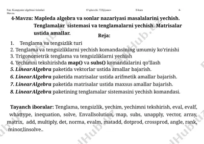 kompyuter algebra sitizimlari — PPTX