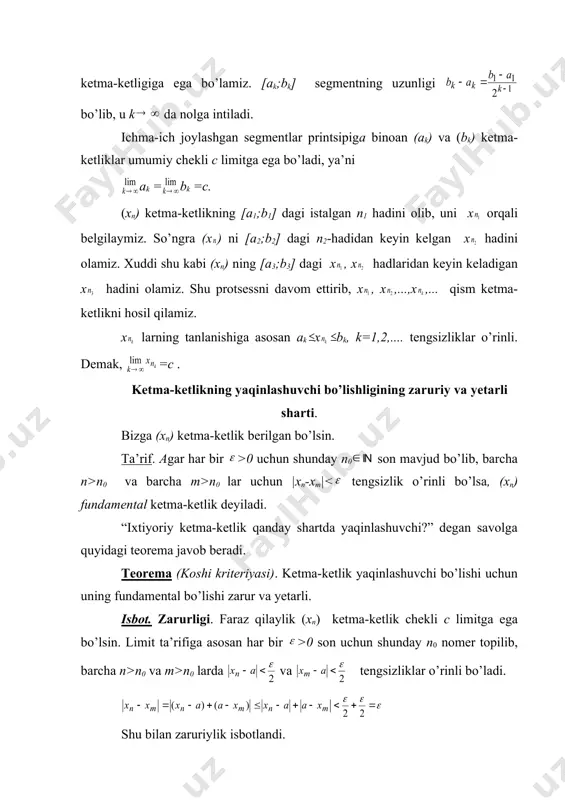ichma-ich joylashgan segmentlar ketma-ketligi. bolsano-veyershtrass teoremasi - Page 4