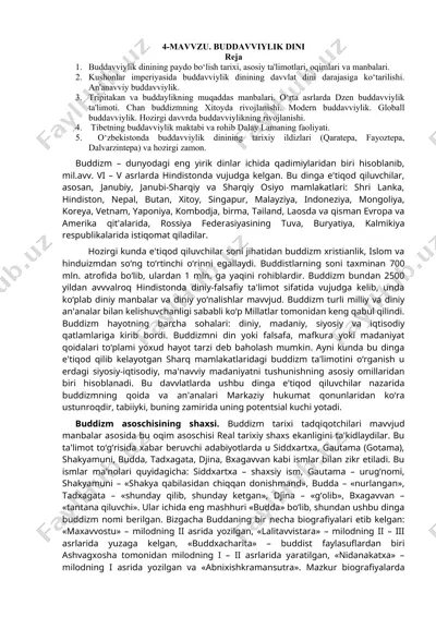 buddhaviylik dinining tarixi — DOCX