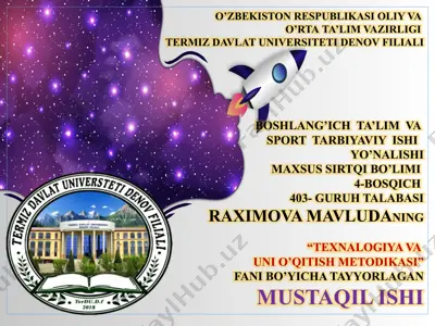 texnalogiya va uni o‘qitish metodikasi — PPTX