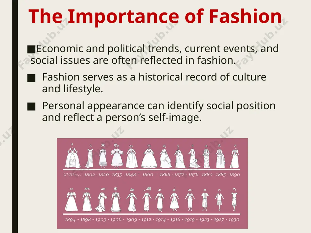 for ornate styles of the late 18th century. she would use paste to whiten and stiffen her hair to extreme heights. her excessive fashion included high headdresses, plumes, and voluminous dresses. george bryan “beau” brummel led the trends for men in early 1800s he claimed to take 5 hours to get dressed. his style is known as “dandyism” which was a style of dress for men and a lifestyle that celebrated elegance and refinement. 10 jacqueline kennedy onassis known for her understated elegance. 1960s first lady of the united states. trademark pillbox hat trademark suits with three-quarter sleeves the beatles came to america in 1964 as the famous trendsetting british band. “mop-top” hairstyles this fashion challenged the shorthaired, conservative look of the crew cut. they wore suits with nehru collars the last 100 years + late 1800’s to early 2000’s the late 1800’s by the end of the victorian era …