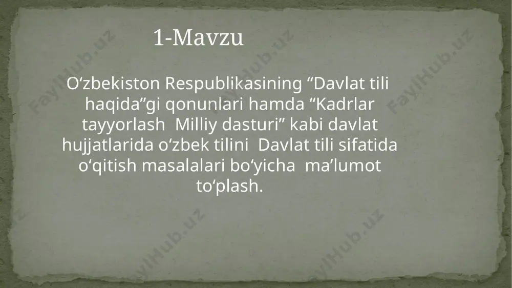 ish ehtiyojini tugʻdirdi, respublika hali sobiq ittifoq tarkibida boʻlgan va madaniy-maʼnaviy sohada oʻziga xoslikni mustahkamlashga intilgan bir sharoitda qabul qilingan davlat tili haqidagi qonunning koʻpgina moddalariga oʻzgartirishlar va qoʻshimchalar kiritishni taqozo etdi. natijada 1995-yil 22 dekabrda oʻzbekiston respublikasining davlat tili haqidagi qonuni yangi tahrirda qabul qilindi. oʻzbek tilining oʻzbekiston respublikasi hududida davlat tili sifatida amal qilishining huquqiy asoslari ushbu qonun va b. qonunlar bilan belgilanadi. oʻzbekiston respublikasida davlat tilini oʻrganish uchun barcha fuqarolarga shart-sharoit yaratiladi hamda millatlar va elatlarning tillariga izzat-hurmat bilan munosabatda boʻlish, ularning rivojlanishi taʼminlanadi. davlat tilini oʻqitish bepul amalga oshiriladi. davlat tiliga yoki boshqa tillarga mensimay yoki xusumat bilan qarash taqiqlanadi. fuqarolarning oʻzaro muomala, tarbiya va taʼlim olish tilini erkin tanlash huquqini amalga oshirishga toʻsqinlik qiluvchi shaxslar qonun hujjatlariga muvofiq javobgar boʻladilar (24-modda). mamlakatda demokratik, baynalmilal tamoyillarga rioya qilinib, har bir millat va elatning erkin rivojlanishi, ularning til mustaqilligi va tengligi taʼminlangan. taʼlimtarbiya ishlari oʻzbek tilidan tashqari …