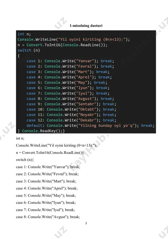 shart va switch operatorlariga doir misollar yechish - Page 3