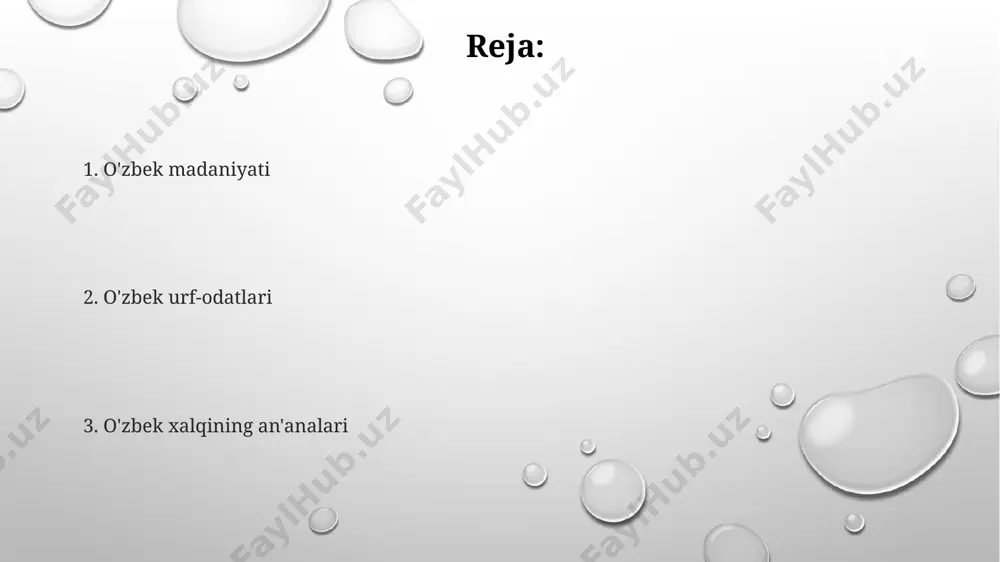 qabul qilishni o'z ichiga oladi. navro'z, 21-martda, butun o'zbekiston bo'ylab keng nishonlanadigan bahor bayrami bo'lib, 7 kun davom etadi va an'anaviy taomlar, musiqa va raqslar bilan birga o'tkaziladi. qorabo'g'ot, o'zbekistonning janubiy viloyatlarida mashhur bo'lgan qishki an'anaviy marosim bo'lib, 12 kun davom etadi va qish mavsumining tugashini nishonlaydi. hunarmandchilik va qo'l san'ati xiva va buxoro kabi tarixiy shaharlarda 100 dan ortiq turdagi kulolchilik buyumlari, xususan, naqshinkor kosalar va qadahalar qo'lda tayyorlanadi, bu esa mintaqa hunarmandchiligining boyligini aks ettiradi. andijon viloyatida 20 ga yaqin hunarmandlar guruhi an’anaviy zargarlik buyumlarini, ayniqsa, kumushdan yasalgan taqinchoqlarni ishlab chiqarish bo‘yicha o‘z mahoratlarini namoyish etmoqda, bu esa o‘zbek zargarlik san'atining noyobligidan dalolat beradi. marg‘ilon shahridagi 500 dan ortiq hunarmand o‘zbek ipakchiligi va adras to‘qish an’analarini 3 avloddan beri davom ettirib kelmoqda, bu esa yuqori sifatli mahsulotlarni yaratishga imkon beradi. kiyim-kechim va bezagi xorazm viloyatida yashovchi qizlarning milliy liboslarida 5 dan ortiq turdagi zargarlik buyumlari, jumladan, sirg'a, marjon …