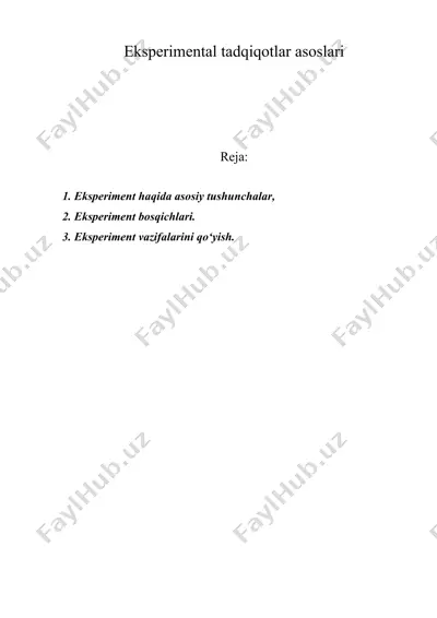 eksperimental tadqiqotlar asoslari — DOC