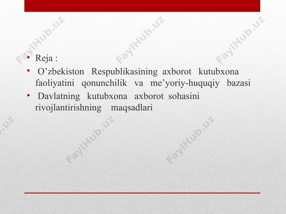 l 19-fevraldagi “axborot texnologiyalari va kommunikasiyalari sohasini yanada takomillashtirish chora – tadbirlari to’g’risida”gi pf-5349-son farmonlari ushbu sohalarda boshqaruv ishlarini takomillashtirish masalalariga qaratilgan . o’zbekiston respublikasi prezidentining 2017-yil 13-sentabrdagi “kitob mahsulotlarini nashr etish va tarqatish tizimini rivojlantirish , kitob mutolaasi va kitobxonlik chora - tadbirlari dasturi tog’risida “gi pq-3271-sonli qarori va o’zbekiston respublikasi przidenti administrasiyasi huzuridagi axborot va ommaviy kommunikasiyalar agentligi faoliyatini tashkil etish to’g’risida”gi pq-4151-son qarorlari . e’tiboringiz uchun raxmat /docprops/thumbnail.jpeg