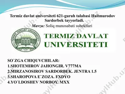 soliq munosabati subektlari — PPTX
