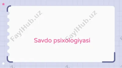 savdo psixologiyasi — PPTX