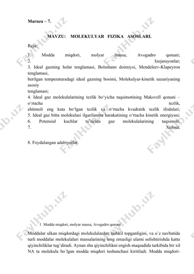 molekulyar fizika asoslari — DOCX
