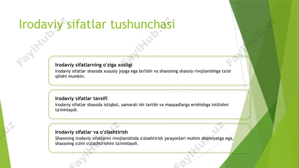 rini rivojlantirish va o'rganish jarayonlarini kuchaytiradi. irodaviy fazilatlar, shaxsiy o'sish va o'rganish usullariga aloqador bo'lib, pedagogik ilovalar haqida tushuncha beradi. photo by roland denes on unsplash shaxsning irodaviy sifatlari va ta'lim jarayoni 1 ta'lim jarayonining o'ziga xos xususiyati ta'lim jarayonining o'ziga xos xususiyati, shaxsning irodaviy sifatlarini rivojlanishiga o'z hisob-kitoblari va o'ziga xos tajribalari bilan ta'minlaydi. 2 o'quvchilarning irodaviy fazilatlari o'quvchilarning irodaviy fazilatlari, ta'lim jarayonida o'zlashtirish va shaxsiy rivojlanishning muhim qismi sifatida o'rin oladi va ularga e'tibor berishi zarur. 3 ta'lim jarayonidagi irodaviy faoliyat ta'lim jarayonidagi irodaviy faoliyat, o'quvchilarning xarakterini shakllantirishda muhim ahamiyatga ega bo'lib, ularning o'zlashtirish va o'sishini ta'minlaydi. 4 o'quvchilarning o'zlashtirish jarayonlari o'quvchilarning o'zlashtirish jarayonlari, shaxsning irodaviy sifatlarini rivojlanishida ta'lim jarayonining o'ziga xos usullarini va tajribalarni o'z ichiga oladi. irodaviy sifatlar va shaxsiy o'sishning tushunchasi irodaviy sifatlar va shaxsiy o'sishning ahamiyati irodaviy sifatlar va o'sishning tarixiy o'zgarishi irodaviy fazilatlarning shaxsiy o'sishga ta'siri shaxsiy o'sishga erishishda irodaviy sifatlar muhim ahamiyatga …