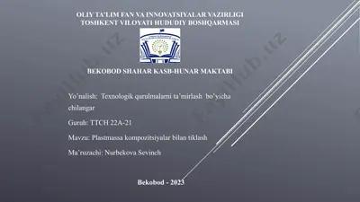 sintetik qurulmalarni ta’mirlash bo’yicha chilangar — PPTX