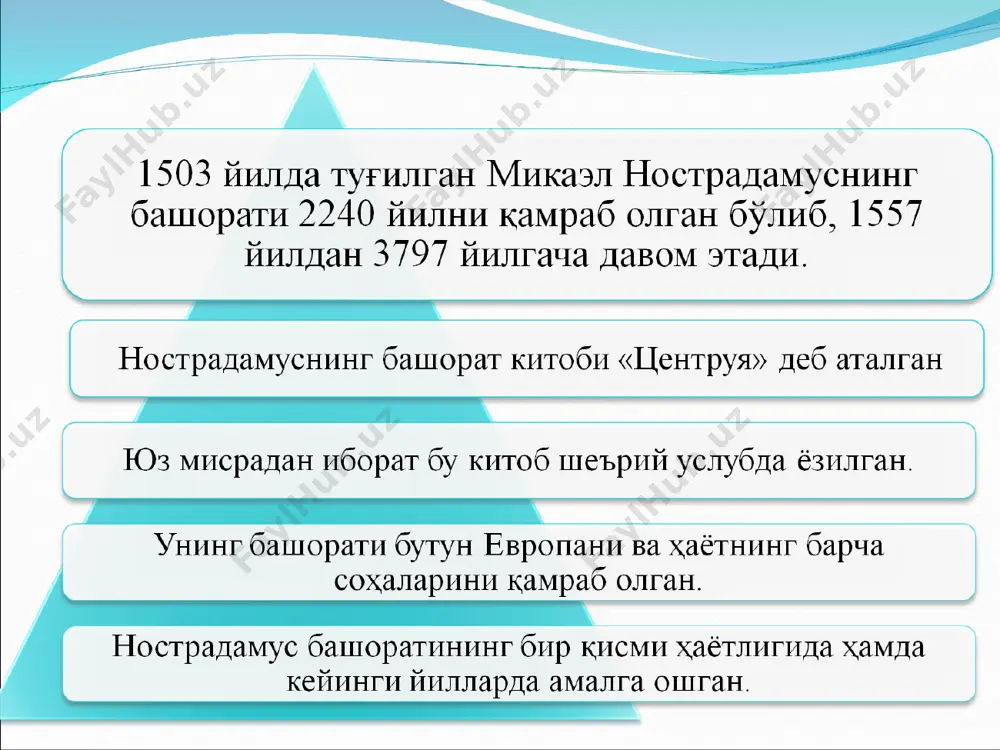 muamolarini rivojlantiradi, muammolarni echishga ko'maklashadi. shu bilan birga falsafa fani ilmiy ijodning-gina metodologiyasi bo'lib qolmay, ilmiy bashoratning ham metodologiyasidir. bashoratchi ana shu metodologiyaga suyanib o'z fikrini bayon qilsa, tanlangan yo'l to'g'ri chiqadi. bashorat natijasi unumli bo'ladi. ijtimoiy hayotni bashorat qilishda o'tmish, hozirgi, kelajakdagi jarayonlar hisobga olinadi. ilmiy bashorat insoniyat xxi asrga o'tar ekan, uning oldida yangi-yangi muammolar paydo bo'lmoqda. bu muammolarni ilmiy tushuntirishda fanning harakati kamlik qiladi. demak, taraqqiyotni ilmiy bashoratsiz tasavvur qilib bo'lmaydi. izlanuvchi ilmiy bashorat jarayonida ilmiy ijod bilan shug'ullanar ekan, ijtimoiy taraqqiyotni qaysi yo'nalishda harakat qilishi, bu harakat qanday sur'atlar bilan boradi, qanday to'siqlar bo'lishi mumkinligi, to'siqlardan qanday o'tish zarurligi, inson faoliyatiga qanday yo'sinda ta'sir qilishi kabilarni tahlil qiladi.