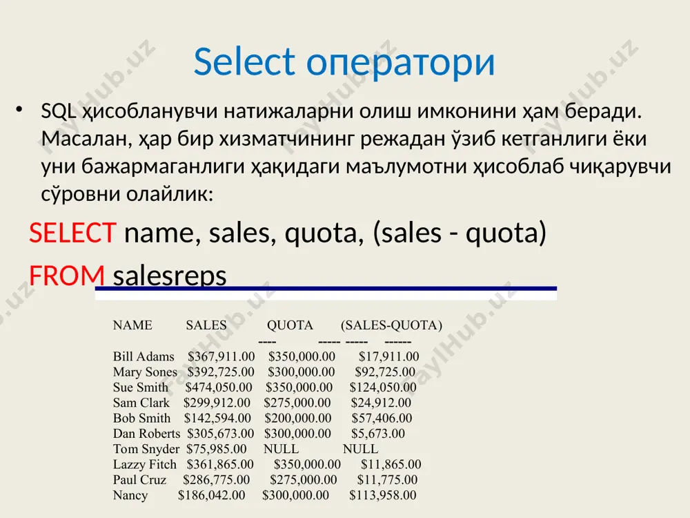 relyatsion ma'lumotlar bazasida so‘rovlar - Page 4