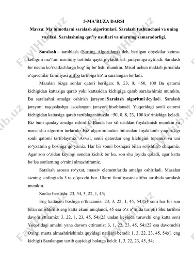 saralash algoritmalari — DOC
