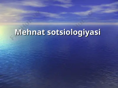 mehnat sotsiologiyasi — PPT