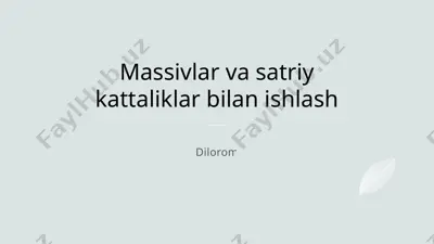 massivlar va satriy kattaliklar bilan ishlash — PPTX