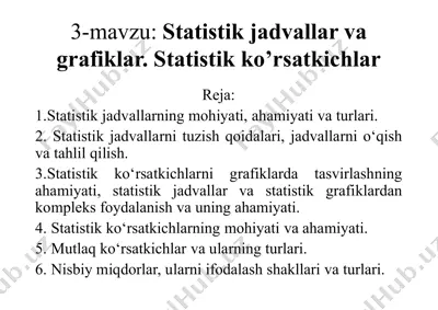 statistik jadvallar va grafiklar — PDF