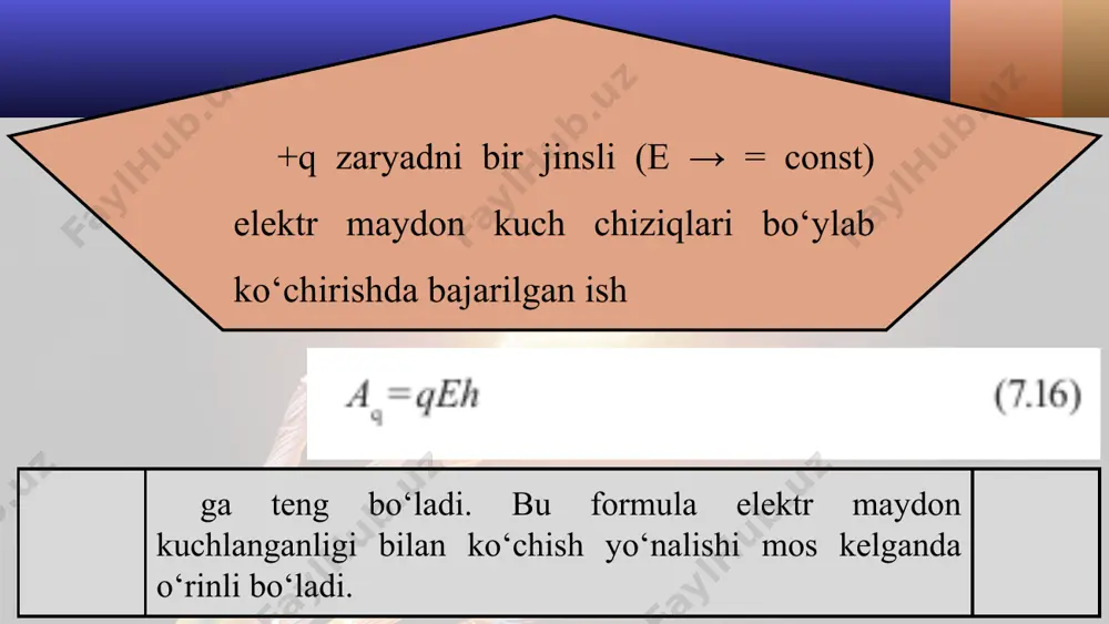 elektrostatik maydonda zaryadni ko‘chirishda bajarilgan ish 10 - sinf - Page 4