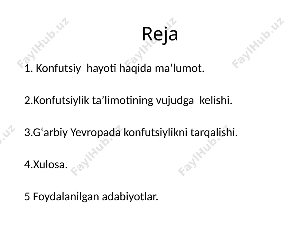r. noshirlardan biri filipp kuplet mishel ismli suvga cho'mgan xitoylik yigit hamrohligida yevropaga qaytib keldi. xulosa konfutsiy merosi nafaqat xitoyda balki boshqa davlatlar madaniyatida katta taʼsir oʻtkazadi. konfutsiy merosi falsafiy va axloqiy qarashlarni oʻz ichiga oladi. etiboringiz uchun rahmat image1.jpeg image2.jpeg image3.jpeg image4.jpeg image5.jpeg image6.jpeg image7.jpeg image8.jpeg image9.jpeg image10.jpeg image11.jpeg image12.jpeg image13.jpeg image14.jpeg image15.jpeg image16.jpeg image17.jpeg