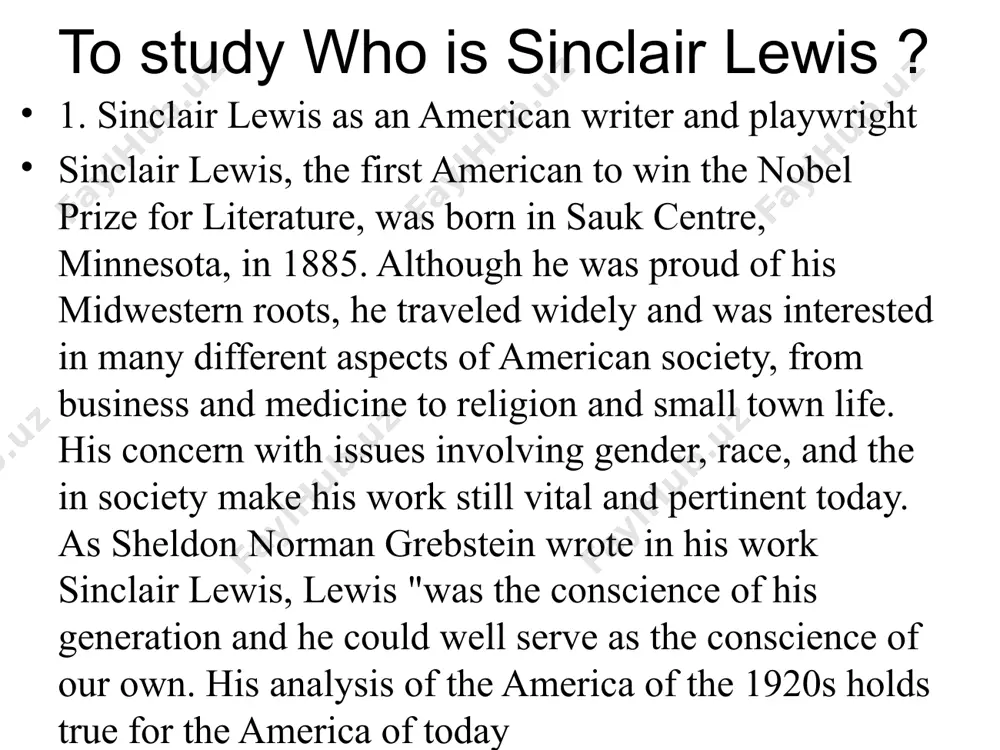 ests where one book or author was praised over another and wrote a lengthy letter to the pulitzer prize committee to that effect. the following is an excerpt from that letter reprinted in the man from main street to investigate why did sinclair lewis turn down the nobel prize? i wish to acknowledge your choice of my novel arrowsmith for the pulitzer prize. that prize i must refuse, and my refusal would be meaningless unless i explained the reasons.all prizes, like all titles, are dangerous. the seekers for prizes tend to labor not for inherent excellence but for alien rewards: they tend to write this, or timorously to avoid writing that, in order to tickle the prejudices of a haphazard committee. and the pulitzer prize for novels is peculiarly objectionable because the terms of it have been constantly and grievously misrepresented. those terms are that the prize shall be given …