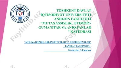 davlat va xalqaro qimmatli qog‘ozlar turlari, amal qilish xususiyatlari — PPTX