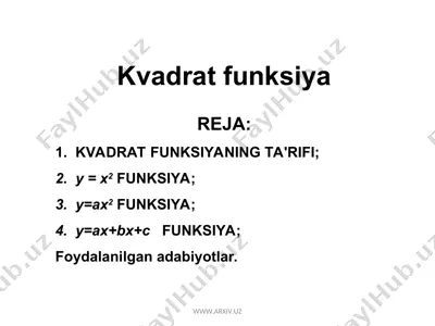 kvadrat funksiya — PPT