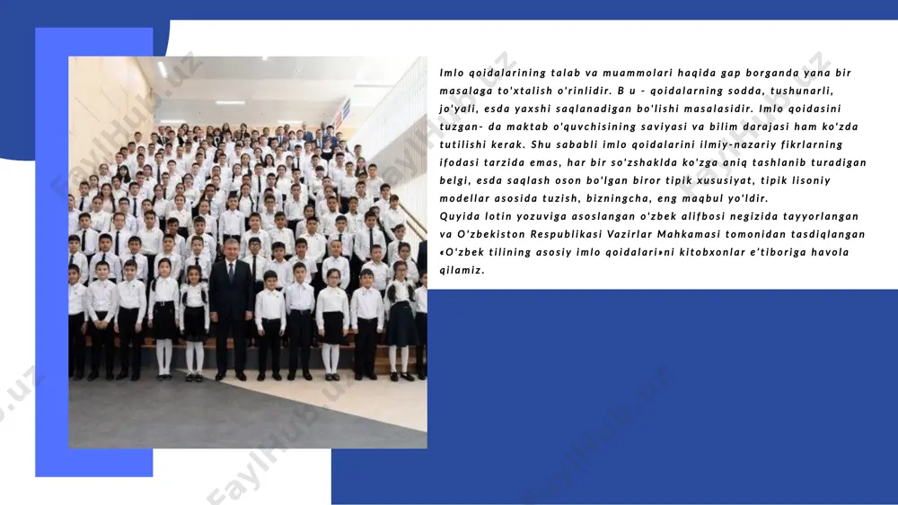 staqillikka erishgach, o'zbek tili lug'aviy tizimi va lisoniy me’yorlarida yangi davr talabi bilan ham ba’zi o'zgarishlar ko'zga tashlandi. bir qator so'zlar iste’moldan chiqdi va arxaik so'zlar qatlamiga o'tdi, ba’zi so'zlarning milliy muqobillari tiklandi, o'zbek tiliga yangi davrning ijtimoiy, ilmiy, moddiy-ma'naviy, siyosiy-mafkuraviy sohalarida ro'y bergan o'zgarishlarni, tushunchalarni anglatuvchi yangi so'z va terminlar kirib keldi. o'zbek yozuvining lotin grafikasi asosidagi alifboga o'tkazilishi va unga asoslangan «o'zbek tilining asosiy imlo qoidalari» qabul qilinishi munosabati bilan imlo amaliyotida kirill yozuvidagi matnlarda ham keying! imlo qoidalariga qiyosan yozish holatlari paydo bo'ldi. ba’zi hollarda so'zlarni so'zlashuvga xos talaffuz shakllarida yozish ham ko'zga tashlanmoqda. natijada o'zbek tilining kirill yozuvidagi matnlarida imloviy variantdorlik (ham eski imlo qoidalari, ham yangi imlo qoidalari asosida yozishlar) yuzaga keldi va h.k. bu kabi holatlarni ilmiy nuqtayi nazardan ma’qullab bo'lmaydi. kirill alifbosiga asoslangan, 1956-yil 7-aprelda qabul qilingan «ўзбек орфографиясининг асосий қоидалари» rasmiy jihatdan bekor qilingan emas. shu sababli kirill yozuviga asoslangan matnlarda ushbu …