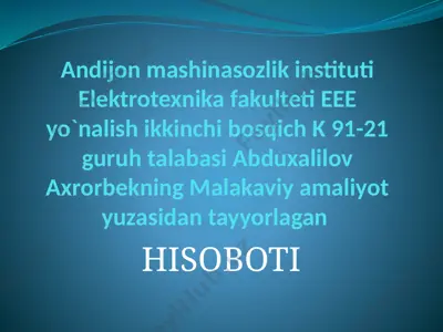malakaviy amaliyot hisoboti — PPTX