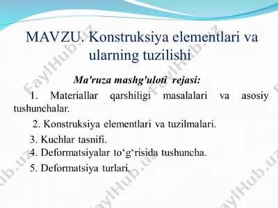 konstruksiya elementlari va ularning tuzilishi — PPT