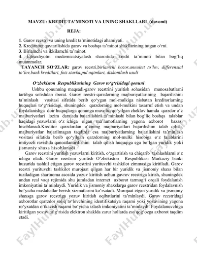 kredit ta’minoti va uning shakllari — DOCX