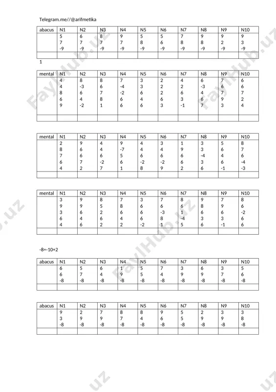 3 4 5 3 9 7 -4 2 9 3 9 -3 -2 1 9 8 7 6 4 9 6 6 9 4 9 9 5 -1 9 7 6 -2 1 9 8 abacus n1 n2 n3 n4 n5 n6 n7 n8 n9 n10 13 7 -6 11 4 -6 2 8 -6 11 9 -6 19 -4 -6 2 8 -6 7 8 -6 10 5 -6 3 7 -6 16 -6 -6 abacus n1 n2 n3 n4 n5 n6 n7 n8 n9 n10 13 -6 -3 10 -6 7 14 1 -6 5 5 -6 8 7 -6 18 2 -6 19 1 -6 12 3 -6 17 -7 -6 16 4 -6 mental n1 n2 n3 n4 n5 n6 n7 n8 n9 n10 2 3 9 2 4 3 2 5 4 9 3 4 8 9 7 8 -2 -3 2 9 8 7 …