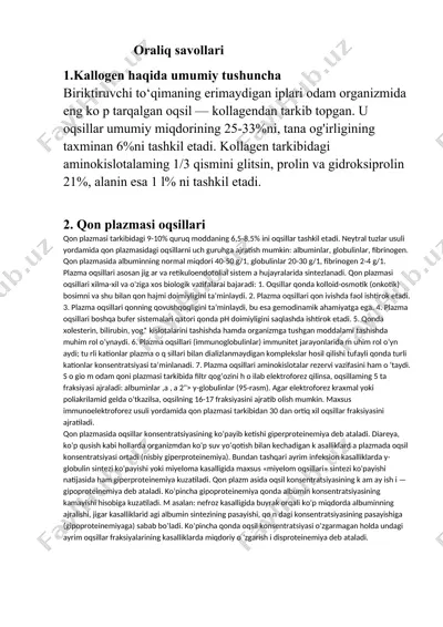 qon plazmasi oqsillari — DOCX