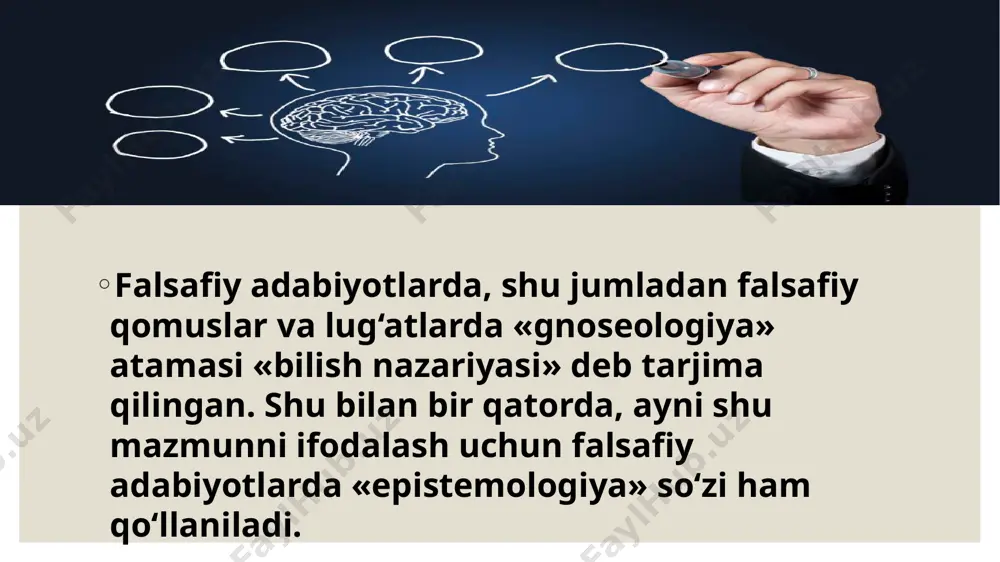 lar – tabiat predmetlari, inson (va uning ongi holatlari), jamiyatning kichik tizimlari, madaniyat hodisalari sifatida amal qiluvchi belgilar ko‘rinishidagi ob’ektlar va hokazolar o‘zgarishi mumkin ekan, ularning hammasi ilmiy tadqiqot predmetlari bo‘lishi mumkin. image2.jpg image3.jpeg image4.jpeg image5.jpeg image6.jpeg image7.jpeg /docprops/thumbnail.jpeg
