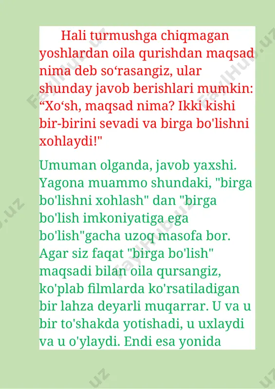 farqli o'laroq, xavf-xatarlarga to'la. sevish va sevilish insonning asosiy ehtiyojidir. va buni oilada amalga oshirish eng oson. ammo oilaning farovonligi uchun turmush o'rtoqlarning boshqa ehtiyojlari amalga oshirilishi kerak, ularning bajarilishi oilaning funktsiyalari bilan bog'liq. oilaning vazifalari, ya'ni bolalar tug'ilishi va tarbiyasi, oilaning moddiy ehtiyojlarini qondirish (uy, oziq-ovqat, kiyim-kechak), uy vazifalarini hal qilish (ta'mirlash, kir yuvish, tozalash) kabi vazifalarni o'z ichiga oladi. , oziq-ovqat xarid qilish, ovqat pishirish va hokazo.), shuningdek, kamroq aniq, muloqot, bir-birini hissiy qo'llab-quvvatlash, bo'sh vaqt. shunday bo'ladiki, turmush o'rtoqlar oilaning ba'zi funktsiyalariga e'tibor qaratib, qolgan funktsiyalarni e'tibordan chetda qoldiradilar. bu muvozanat va muammolarga olib keladi. axir, hatto oilaning ikkinchi darajali vazifasi ham dam olish, katta ahamiyatga ega, chunki u oilaning "energiya" balansini to'ldirishga yordam beradi. har bir inson doimiy ravishda moddiy va maishiy vazifalarni bajarish bilan band bo'lgan va bu funktsiyalarni a'lo darajada bajaradigan, lekin birga dam olmaydigan oila kutilmagan muammolarga duch kelishi mumkin. ko'pgina g'arb tadqiqotchilarining …