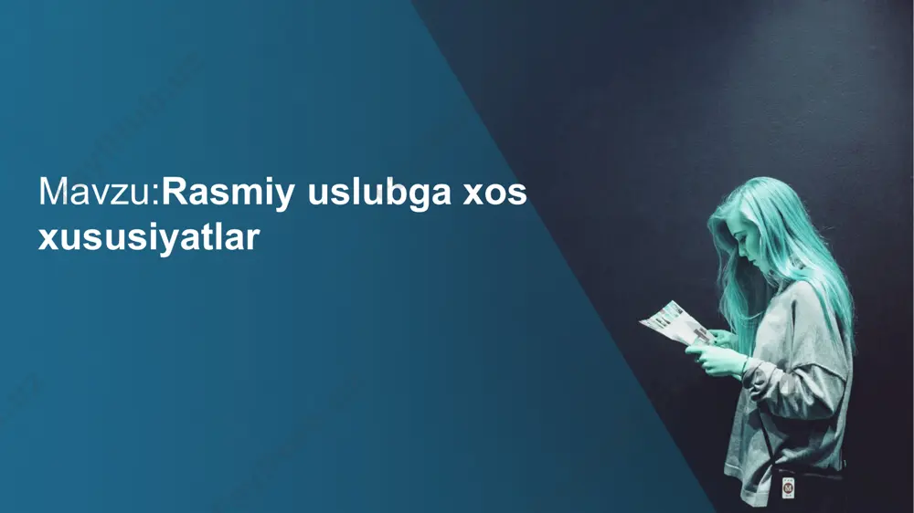 . duskaeva rus rasmiy ish yuritish uslubini tasniflashda to‘rtta kichik uslubga ajratadi - qonunchilik, yuridik, ma’muriy, diplomatik2 rasmiy uslubning asosiy xususiyati aniqlik va ixchamlik –deya n. mahmudov va boshqalar fikrini davom ettiradi, – unda muayyan nutqiy qoliplar, kasb-hunar so‘zlari, atamalar, tayyor sintaktik qurilmalar keng qo‘llanib, nutqning aniq va ravshan ifodalanishini ta’minlaydi4 . rasmiy ish yuritish uslubi – bu ijtimoiy ahamiyatga ega maqsadlar uchun odamlar o‘rtasidagi o‘zaro munosabatlarning alohida turi. shuning uchun ham muloqot shaxsiy mayl asosida emas, balki ijtimoiy manfaatlar asosida shakllanadibu yozma ishbilarmonlik aloqasining o‘ziga xos xususiyatini – uning rasmiylashtirilganligini tushuntiradi. jismoniy va yuridik shaxslarning yozma munosabatlarining asosini hujjatlashtirilgan shaklda – ish xatlari shaklida taqdim etilgan ma’lumotlar almashinuvi tashkil etadi . n. mahmudov, a. rafiyev va i. yo‘ldoshevlarning fikricha rasmiy uslub – bu jamiyatdagi ijtimoiy-huquqiy munosabatlar, davlat va davlatlararo rasmiy, siyosiyiqtisodiy, madaniy aloqalar uchun xizmat qiluvchi uslubdir5 . rasmiy ish yuritish uchun matn, birinchi navbatda, kommunikativ jihatdan katta ahamiyatga …